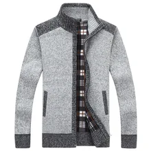 New 4XL 5XL Mens Fleece Sweate Autumn Winter Warm Cashmere Dress Slim Fat Wool Zipper Casual Sweater Men Knitted Coat AF1383
