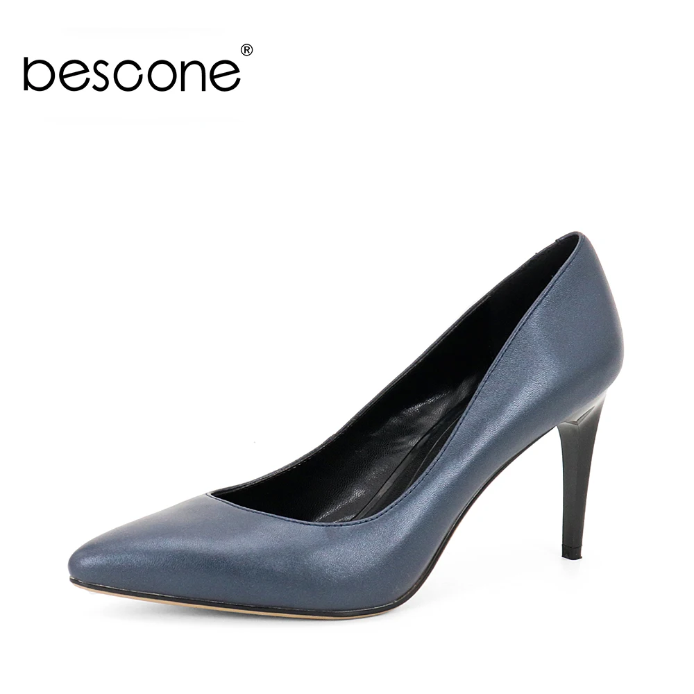 BESCONE New Sexy Pumps 3 Colors 8.5cm Supper High Heels Female Shoes Spring High Quality Genuine Leather Office Party Shoes A68