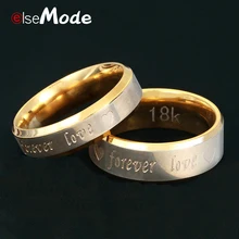 Elsemode aliança de casamento de amor para sempre, carta de amor, coração, promessa, anéis de casamento, nunca desaparece, anel de noivado de aço inoxidável feminino