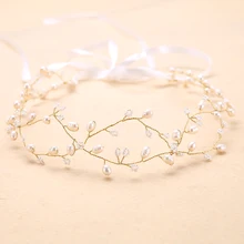 Trendy Gold 35cm Women Pearl Headbands FORSEVEN Brand Trendy Handmade Wedding Hair Accessories Headband Jewelry CY171117-17