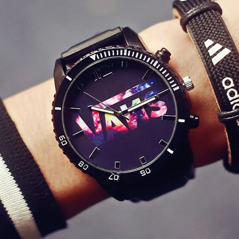 Large Dial font b Watch b font Star student Personality Neutral Silicone Watchband Sport Style Fashion