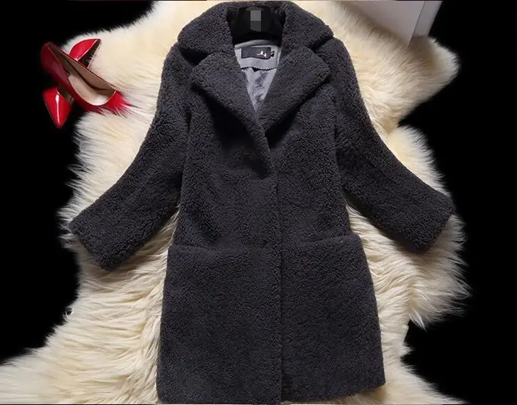 Laine D'agneau Rouge Automne Section 2017 Longue rose Nouvelle D'hiver Une De blanc Et Fourrure Manteau gris noir Imitation pXIpq