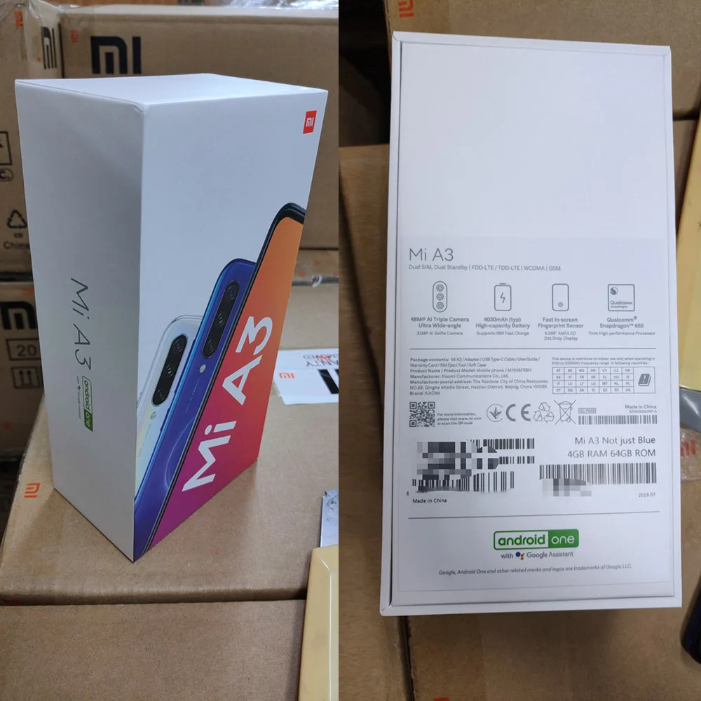 Xiaomi MI A3 Смартфон с восьмиядерным процессором Snapdragon 665 ОЗУ 4 Гб ПЗУ 64 ГБ 48 МП 32 4030