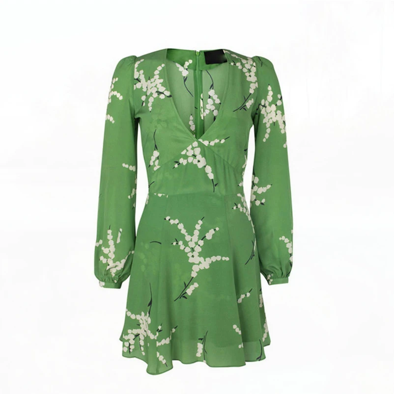 

Summer Women V Neck Long Sleeve Sexy Mini Dress Ladies Short Floral Dresses Vestidos Verano 2019