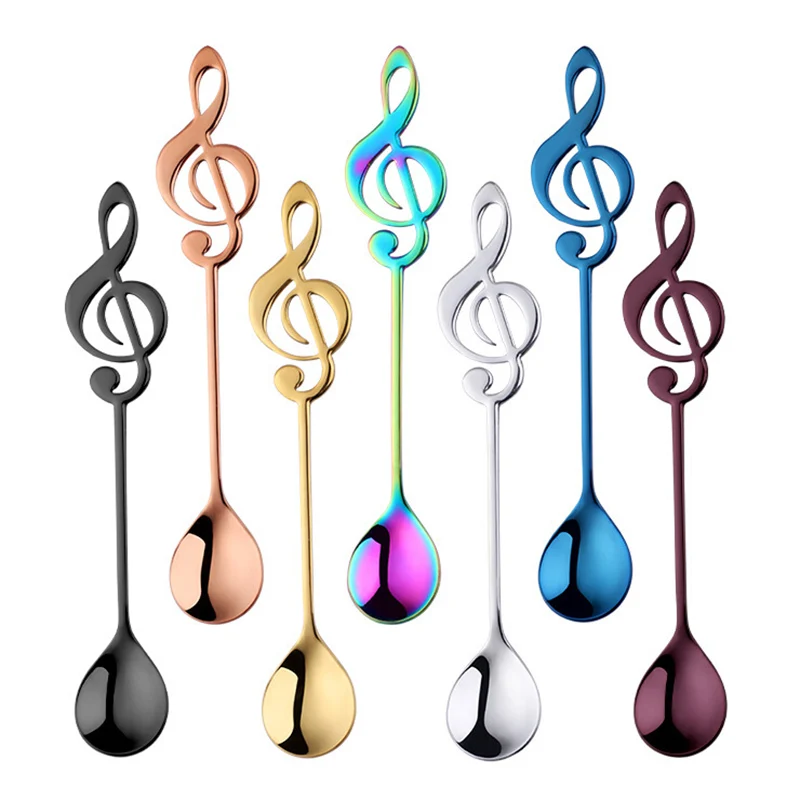 

304 Stainless Steel Musical Notes Spoon Coffee Spoon Tea Stirring Spoon Music Bar Ice Cream Mug Dessert Scoop Creative Cutlery