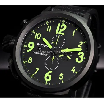 50mm Parnis Big Face black dial PVD case day date mens quartz WATCH Full chronograph P76
50mm Parnis Big Face black dial PVD case day date mens quartz WATCH Full chronograph P76