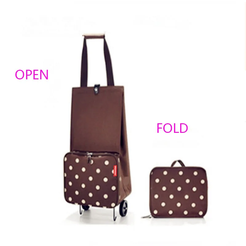 

Folding Shopping Bag Shopping Cart On Wheels Bag Small Pull Cart Women Buy Vegetables Bag Shopping Organizer 17Colours Available