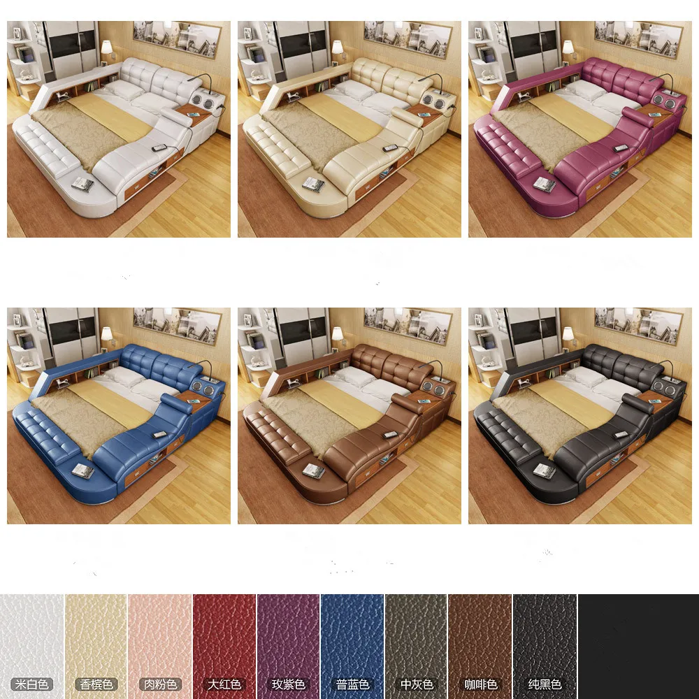 Современная кровать с функциями хранения массажа многофункциональные постельные наборы
