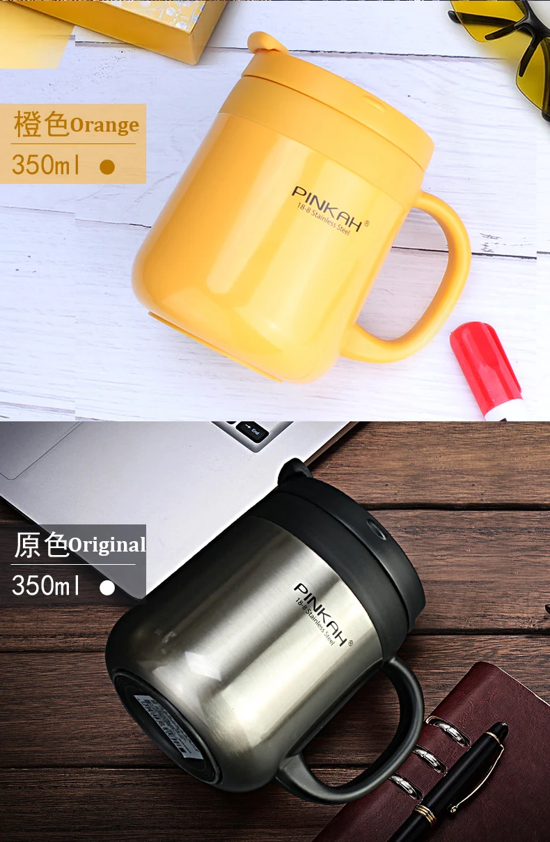 Pinkah Double Wall Stainless Steel Vacuum Flasks 350ml&460ml Thermos Cup Office Cup With Handle Insulated Tea mug thermos bottle (7)