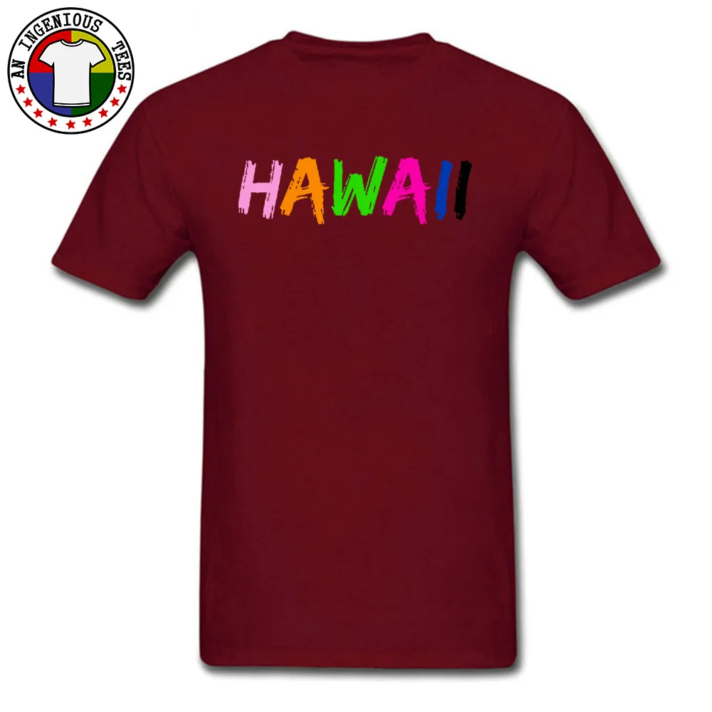 Hawaii Overnight Fitted Printed Tees O Neck VALENTINE DAY 100% Cotton Short Sleeve T-Shirt for Men Casual T Shirt Hawaii Overnight  maroon