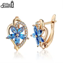Effie queen романтическое свадебное ювелирное изделие, серьги-гвоздики в виде цветка с кубическим цирконием, серьги в форме сердца с кристаллами и камнями для женщин, подарок DDE57