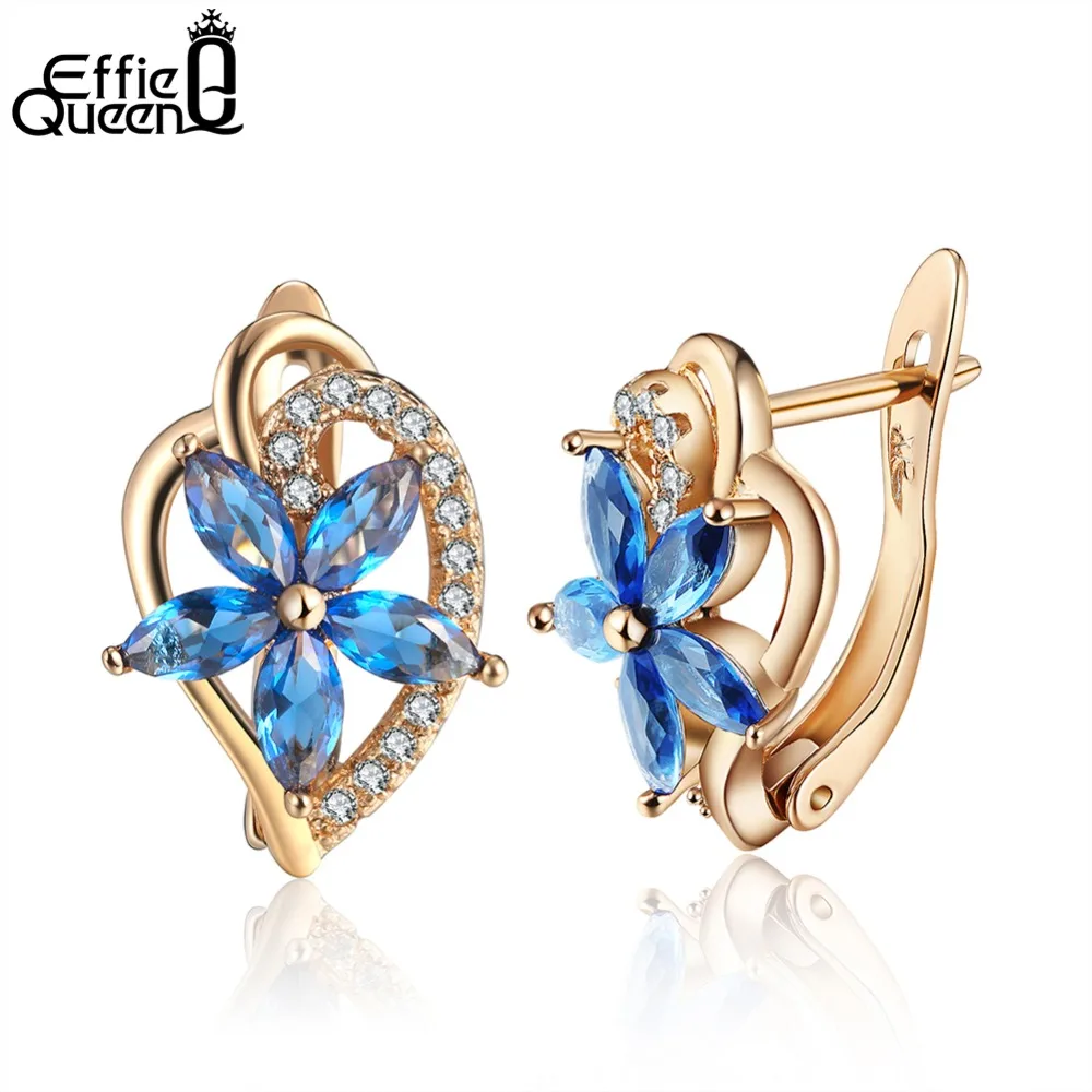 

Effie Queen Romantic Wedding Jewelry Flower Stud Earrings with Cubic Zirconia Heart Crystal Stone Earrings for Women Gift DOME57