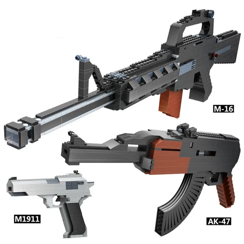 

DIY building blocks gun sets M1911 M16 AK47 plastic Assembly plane warship Toys Model for children boys birthday gift