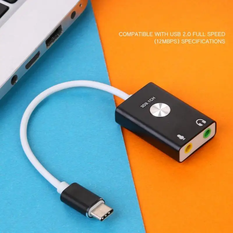 Alloyseed USB-C type-C внешний Виртуальный HIFI 3D 9.1CH адаптер звуковой карты для Macbook
