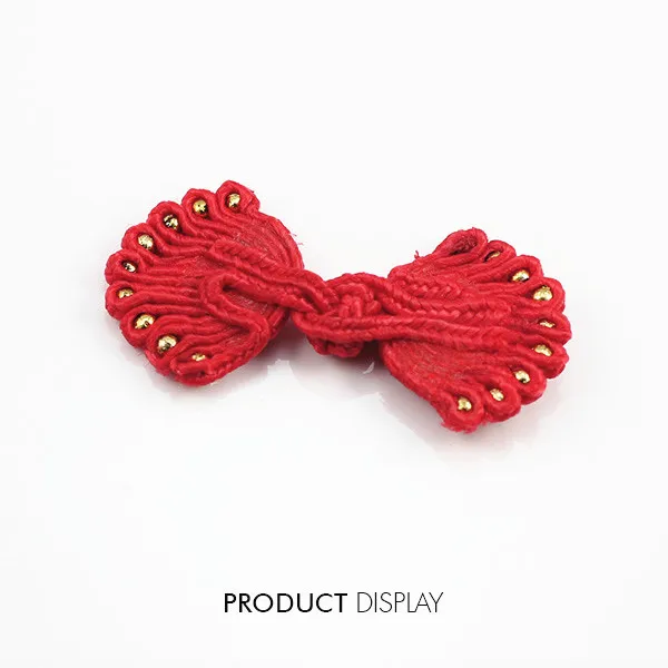 

20set Fabric Gold Beaded Craft Loopy Chinese Frog Closure Fastener Cord Knot Button Vintage Sewing Supplies NK175
