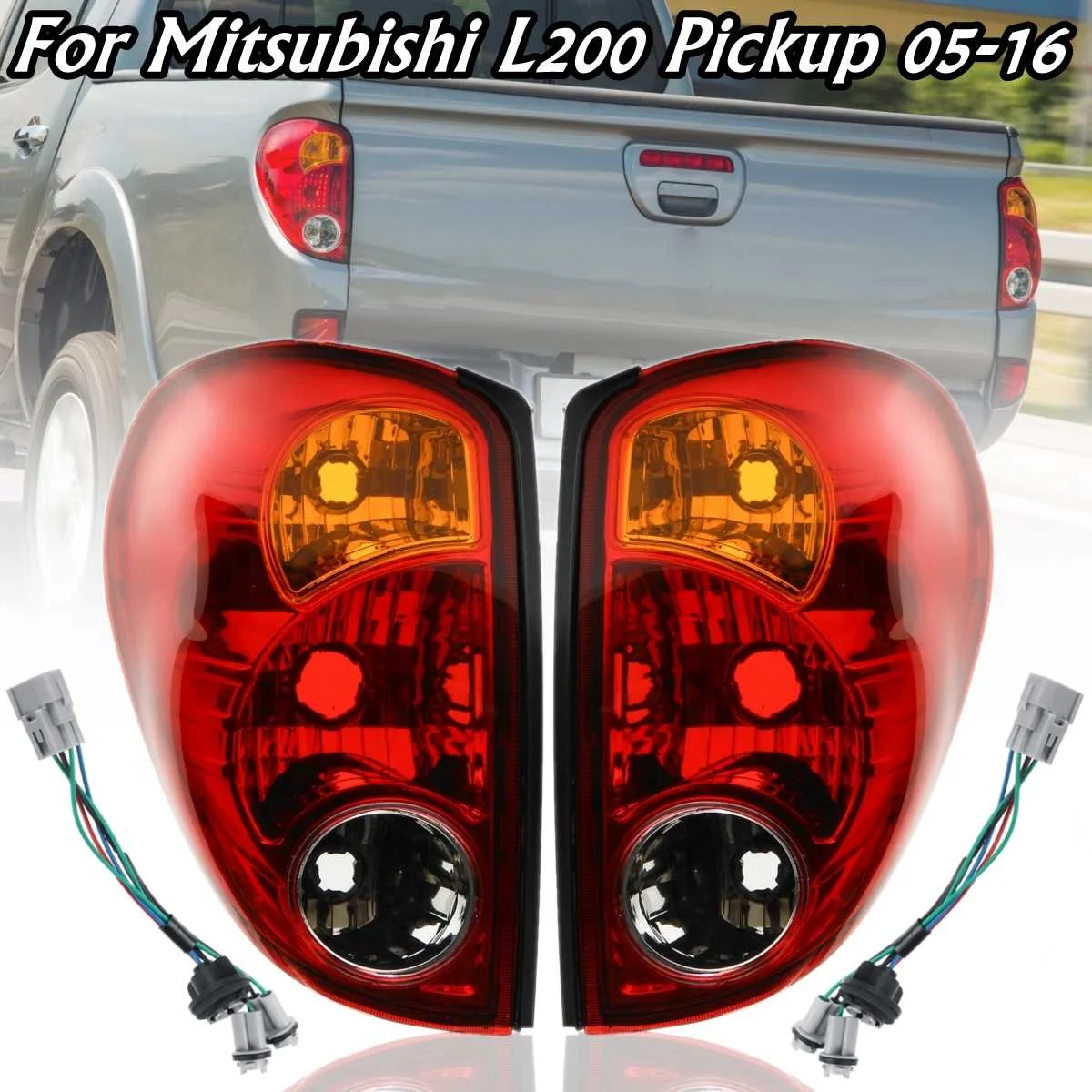 Red 2Pcs Автомобильные задние фонари для Mitsubishi L200 Triton Colt 2005- Пикап 1 пара задний фонарь задние фонари тормоза с проводом Замена дыма - Цвет: Red 2Pcs