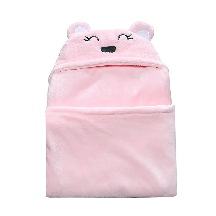 

Kids TALES Spring autumn and winter with little bear baby coral fleece gin is pure cotton blanket newborns sleeping bag baby