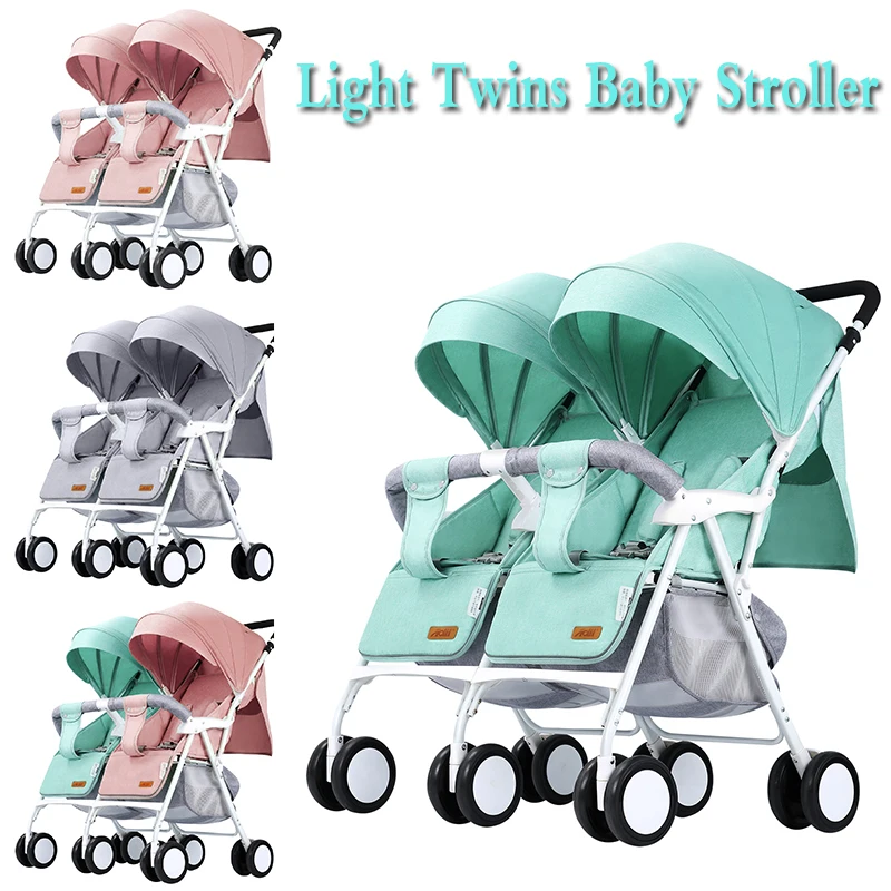 

Twins Baby Stroller Light Weight Double Stroller Super Light Stroller for Two Baby Can Sit Can Lie Baby Pram