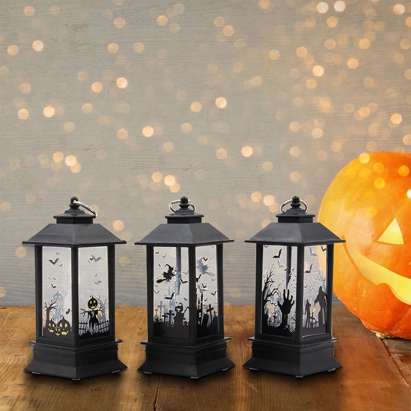 Halloween Vintage Pumpkin Castle Light Lamp Party Hanging Decor LED Lantern 