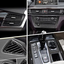 Автомобильный интерьерный светильник из углеродного волокна с системой переключения передач, кондиционер, CD панель, светильник для чтения, накладка, наклейка для BMW X5 X6 F15 F16, аксессуары