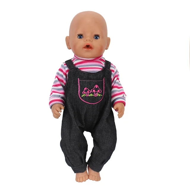 2 стиля на выбор; комбинезоны; Одежда для куклы; подходит для ребенка 43 см; кукла для новорожденных; лучший подарок на день рождения - Цвет: Черный