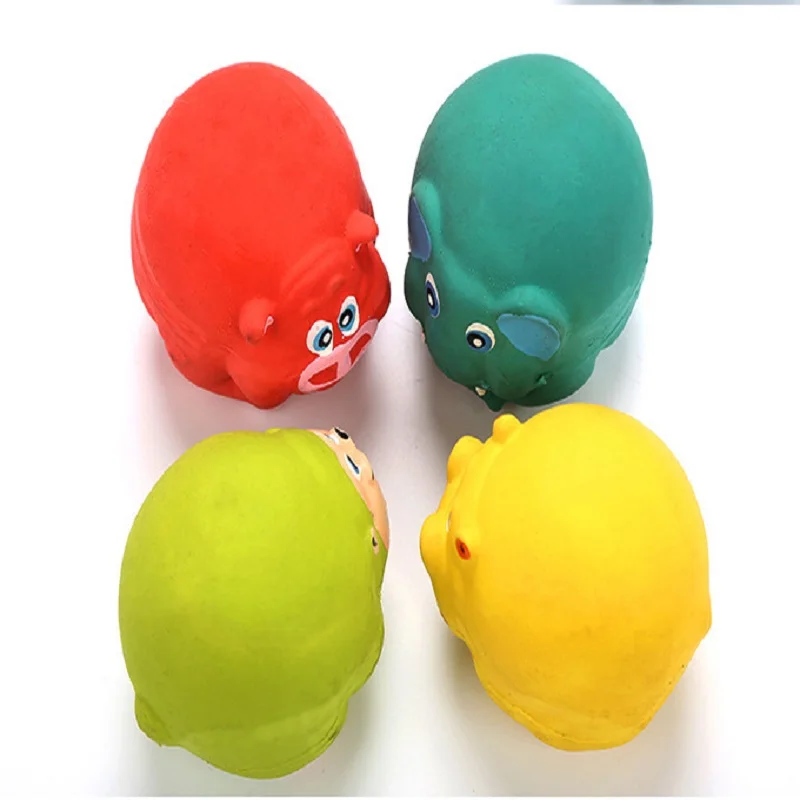 

Colorful Rubber Cartoon Animal Ball Pet Dog Interactive Play Toy Dog Puppy Chew Squeaky Ball Toy Pet Dog Training Toys Supplies