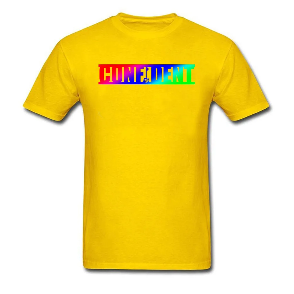 2018 New Student T-shirts Round Collar Short Sleeve 100% Cotton Fabric Confident LGBT+ Tops Shirt Printed Tops & Tees Confident LGBT+ yellow