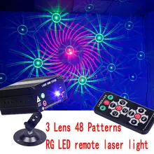 3 Lens 48 Patterns RG LED remote laser DJ DISCO light holiday party effect laser projector laser show stage lighting