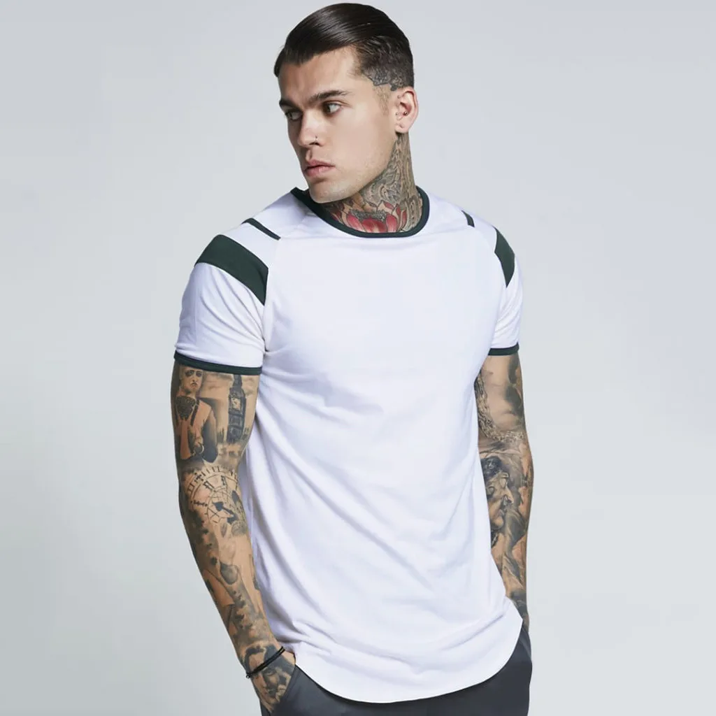 

Fashion Men's Summer Patchwork Casual Slim Short Sleeve T Shirt Top Blouse Minimalist O-neck in Men's T-Shirts camisas hombre