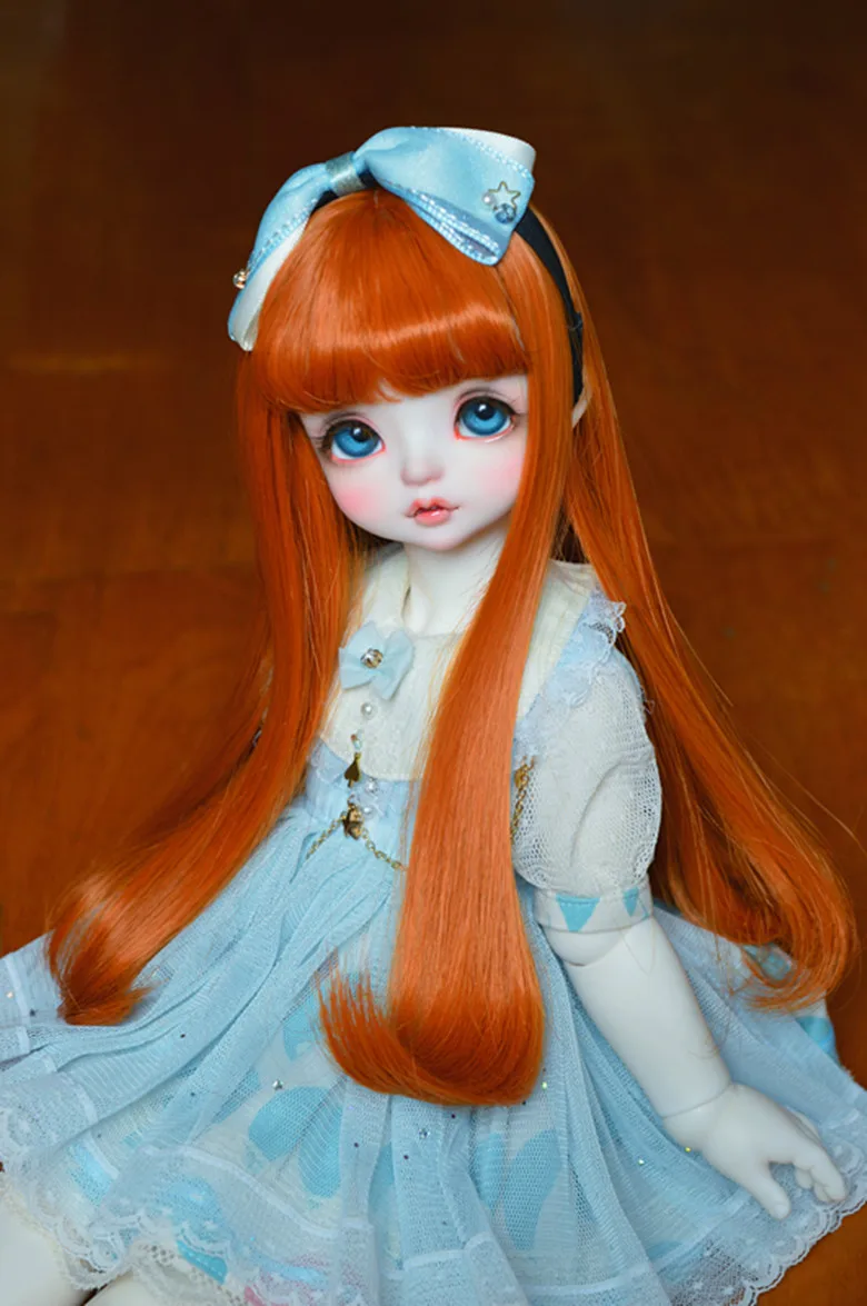 Парик для куклы BJD подходит для 1/3 1/4 1/6 1/8 MSD DD цветная воздушная челка внутри пряжки большая груша цветок Высокая температура шелковая кукла доступ