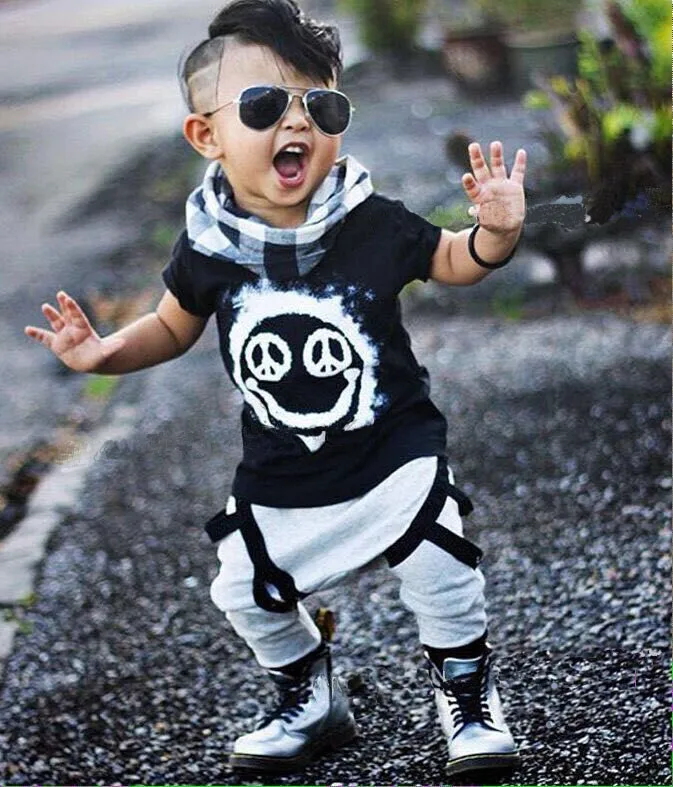 New Fashion Brand Summer Baby girls boy clothing sets Short-sleeved Cotton T-shirt Top+Pants Baby Boys Girl clothes infant suits photo