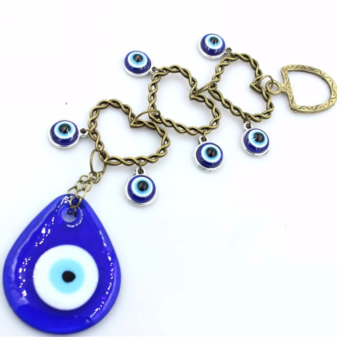 Fatima Hamsa Hand Amulet Turkish Evil Blue Eye Metal Ornament Protector  Glass Eye Charm Pendant Home Kabbalah Jewish Decor