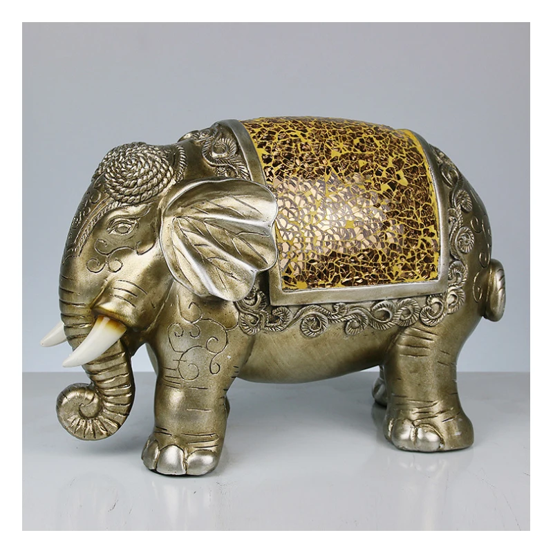 GUIBOBO 2019 New Elephant Statue Resin Home Decoration Handmade Sculpture Animal Crafts Ornaments NO0196151117