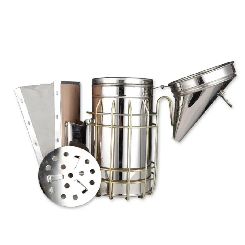 Stainless Stee Bee Smoker Smoke Transmitter with Bee Smoker Fuel Beekeeping Tool Equipment