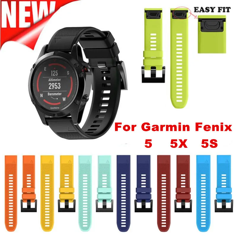 Forerunner 100 GPS 시계 퀵 릴리스 실리콘 Easyfit 손목 밴드 스트랩, Garmin Fenix 5 5s 5X 용 935 pcs 시계 밴드