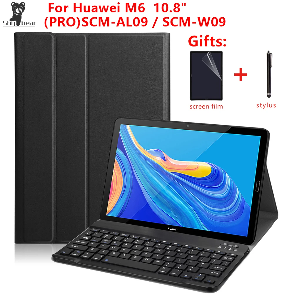 

Magnetic Stand Keyboard Case for Huawei Mediapad M6 10.8" 2019 Rechargeable Bluetooth Smart Cover Funda Capa film +stylus