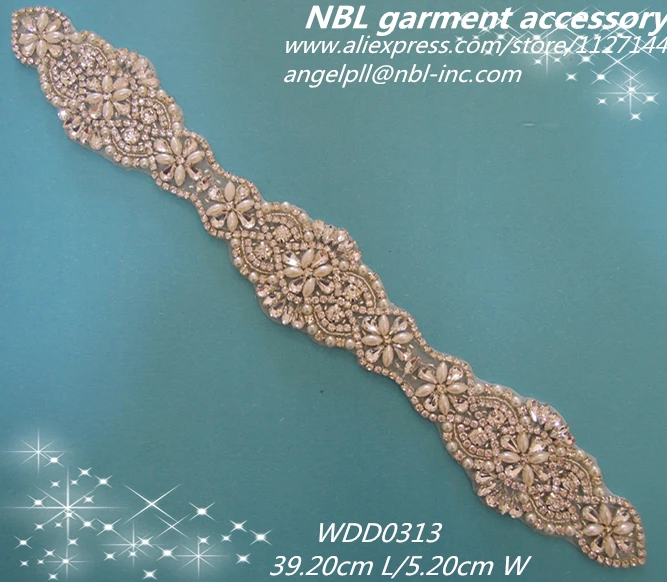 crystal bridal beaded rhinestone applique for wedding dress sash