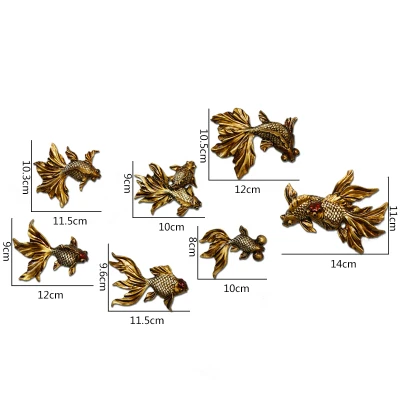  set Goldfish household wall Fish wall decorating Restaurant The bedroom wall hangs Pendant statues  - 32876712174