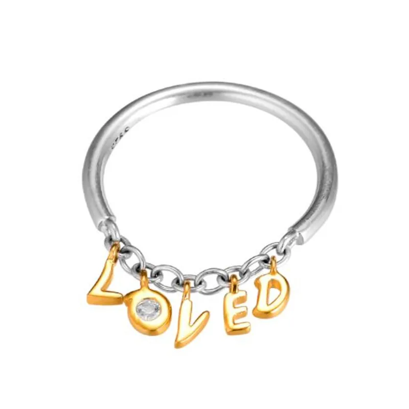 

Shining Loved Script Ring Original 925 Sterling Silver LOVE Alphabet Ring For Women Anniversary 2019 Valentine's Day Jewelry.