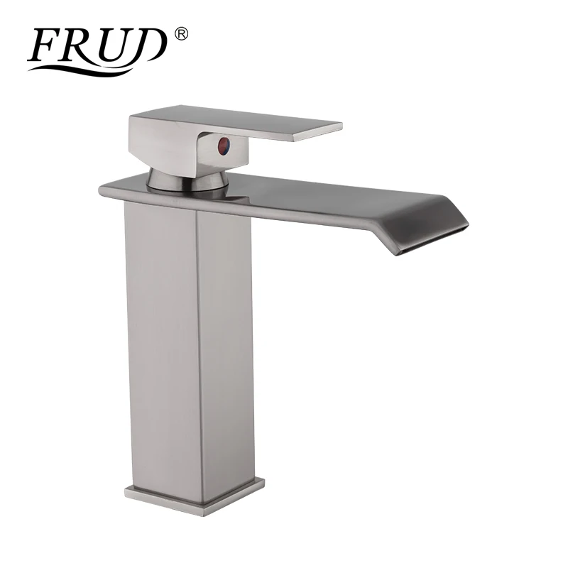 

FRUD Bathroom Basin Faucet sell well Waterfall Chrome Single Handle Single Hole Mixer Sink Tap Deck Mounted Square Taps Y10144