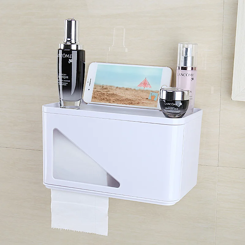 

Toilet free punching tissue box storage rack seamless suction cup waterproof toilet paper roll toilet rack LO42413