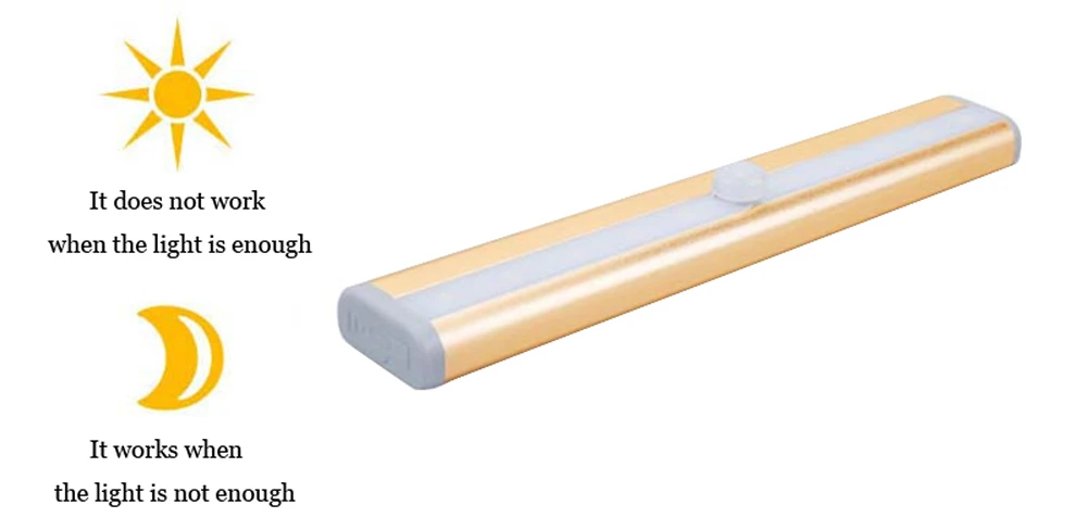 Новая светодиодная подсветка под шкаф Золотой автоматический датчик движения 10 светодиодный s Кухонные светильники Питание от батареи спальня шкаф лестницы настенный светильник