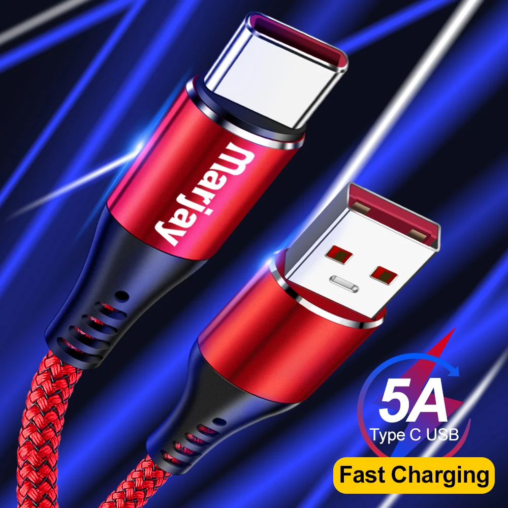 Usb-кабель Marjay 5A Type-C для Huawei Mate 20 P30 P20 lite Pro Сверхбыстрая зарядка синхронизация