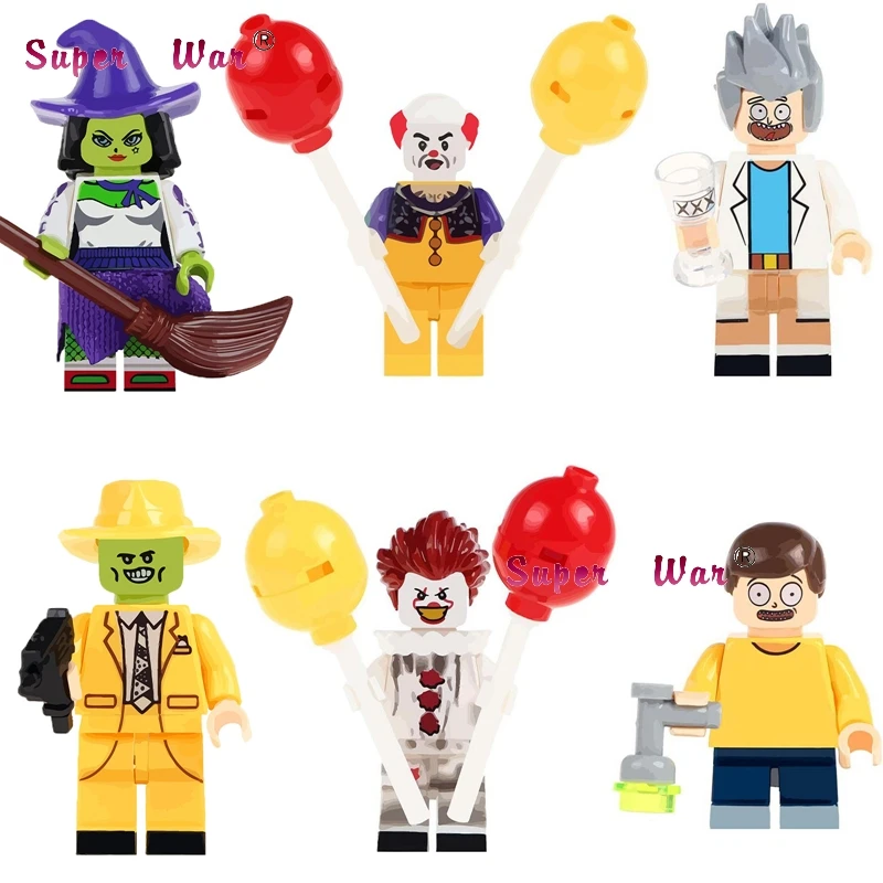 

Single Witch the Mask Magical Comedy TV Cahracter Halloween Pennywise Joker Rick Morty building blocks bricks toys for children