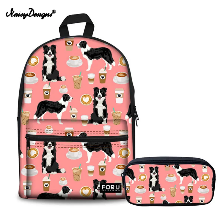 

Female Backpack Women School Backpack for Teenager Girls Travel Book Bag Mochila Feminina Border Collie Printing Laptop Bagpacks