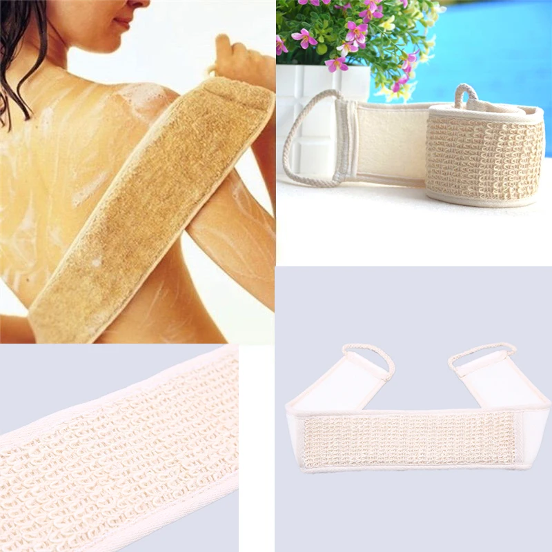 Soft Linen Body Bath Belt Washing Clean Exfoliate Puff Spa Skin Brush