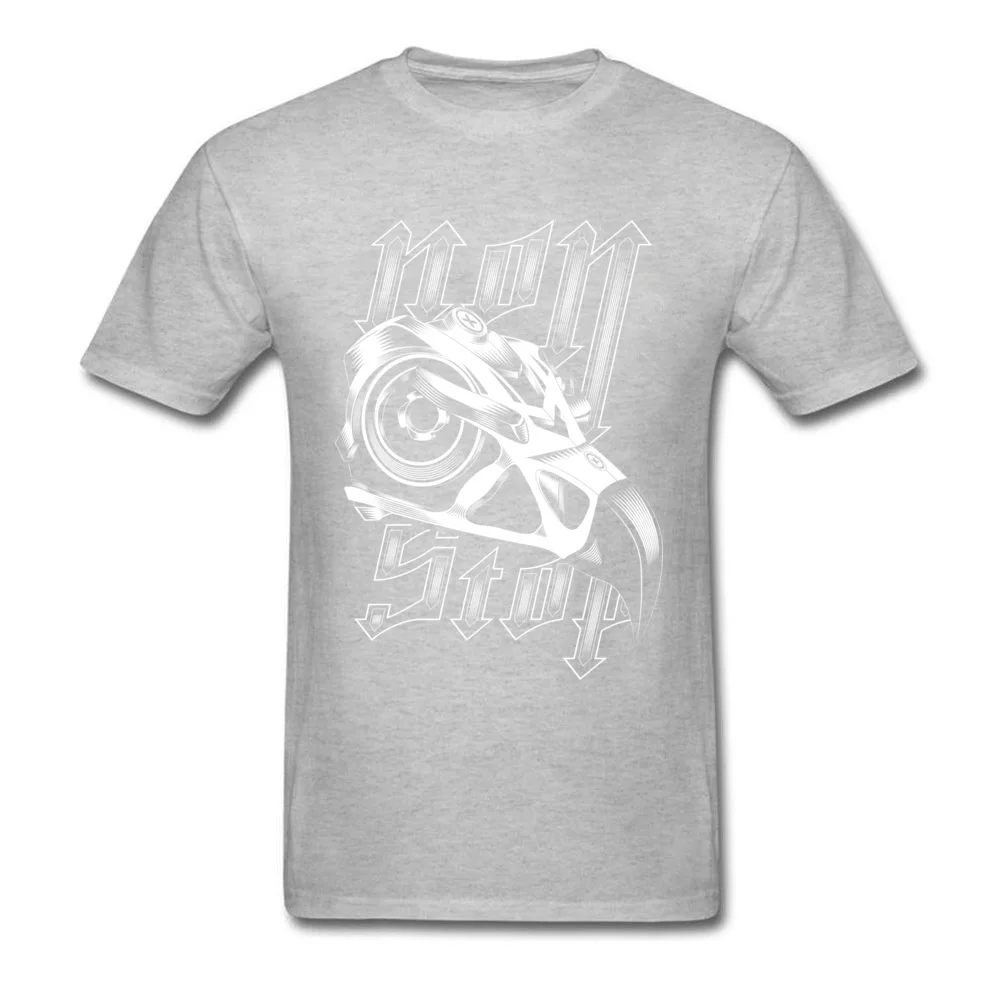 Non Stop Tees Fitted Crewneck Cool Short Sleeve 100% Cotton Men T-Shirt Printed On Tops Shirt Drop Shipping Non Stop grey