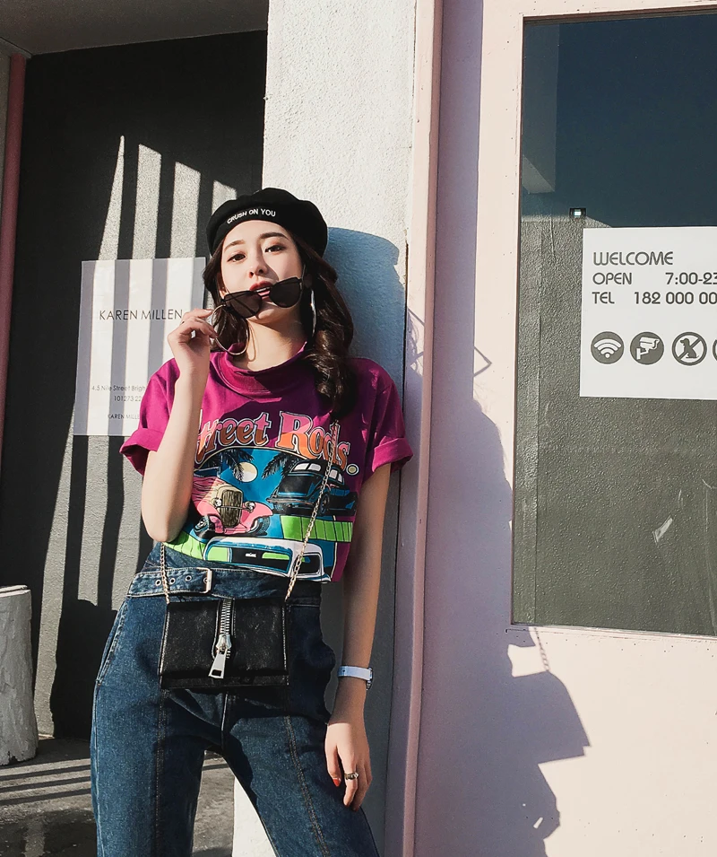 المتخلف جديد الأزياء 2018 الصيف تي شيرت النساء السيدات فتاة هدية تيز و القمم يطبع القطن قصيرة الأكمام فضفاضة تي شيرت الإناث