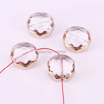

20PCS Faceted Glass Bead Charms Round Crystal Glass spacer Connector Beads Jewelry Findings