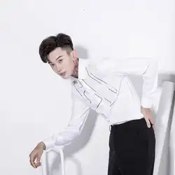 M-3XL оригинальный стилист с длинными рукавами вышитые рубашки мужские корейской Тонкий дна вечернее платье рубашка певица сценические